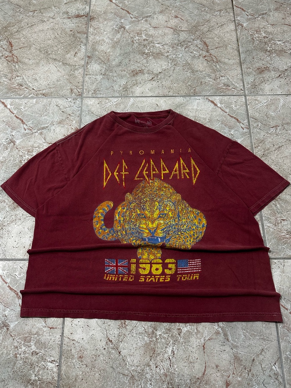Def Leppard Pyromania Short Sleeve Tee - Burgundy